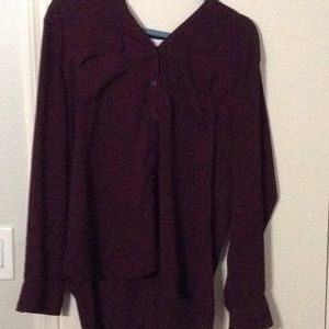 New York & Company XL Maroon Button up Blouse